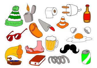 Set of illustrations of different objects