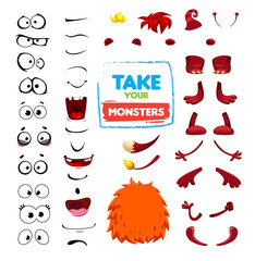 vector designer to create different cute monsters emotions