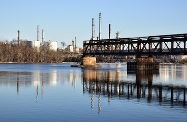 Water reflections on the Mississippi River in winter