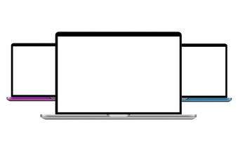 Laptops with blank screen isolated on white background, Vector