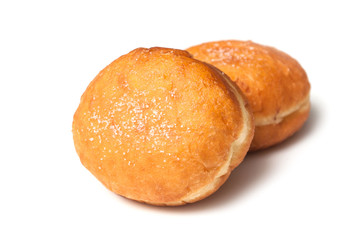 closeup of dough nut on white background