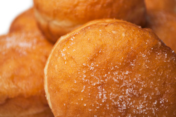 closeup of dough nut on white background