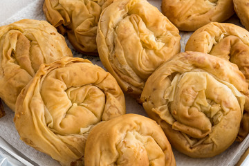 Baked homemade traditional Greek cheese pies
