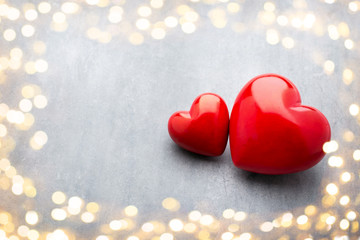 Obraz premium Red heart on the gray metal background.