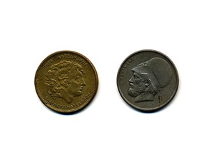 Greek drachma coins, Alexander the Great and Pericles