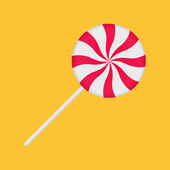 Flat icon lollipop isolated on yellow background. Vector illustration.