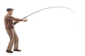 Elderly man with a fishing rod