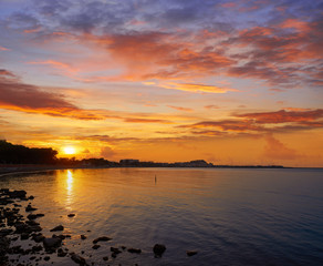 Denia sunset from Las Rotas beach in Spain