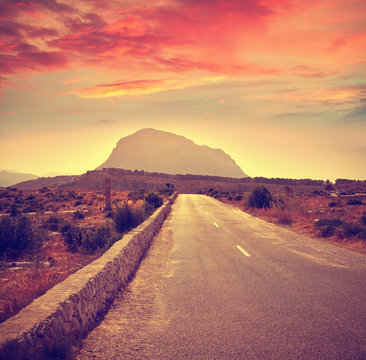 Montgo mountain in Javea at sunset