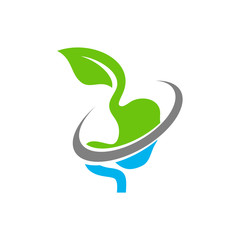 Stomach with Leaf logo design concept, Healthy Stomach logo Template Vector - Vector illustration