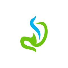 Stomach with Leaf logo design concept, Healthy Stomach logo Template Vector - Vector illustration