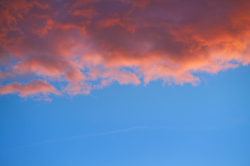 Sunset sky clouds orange and blue