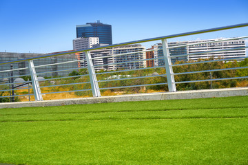 Valencia train railway and grass Spain