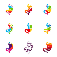 Fototapeta na wymiar Set of Stomach logo design concept, Stomach with Colorful logo Template Vector - Vector illustration