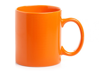 Orange cup mug drink on white background isolation