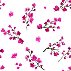 Seamless pattern with sakura branches. 