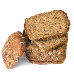 Sliced rye bread isolated on white background
