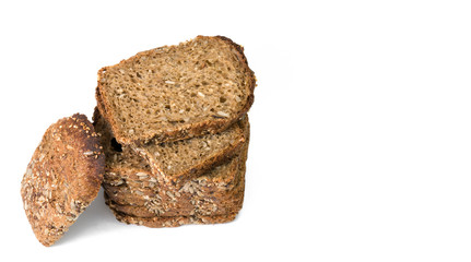 Sliced rye bread isolated on white background