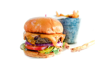 cheeseburger and french fries