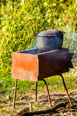 cauldron on grill