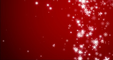 Christmas red background with snowflakes - falling snow