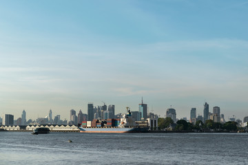 Landscaping, ship transportation Chao Phraya River Route In Bangkok, Thailand