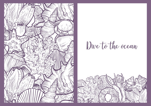 vector backgrounds with seashells