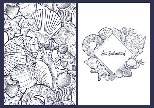 vector backgrounds with seashells