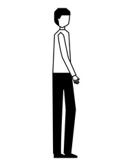 man character standing on white background