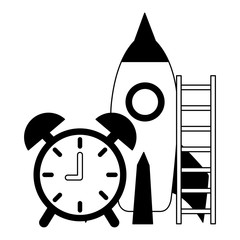 Obraz na płótnie Canvas business clock rocket and stairs success