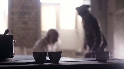 Soldier of the Russian army interrogates a suspect, an elderly man with a beard, under pain of execution, signs papers, the injustice of the NKVD, cynicism of the soldiers, the cruelty of the USSR