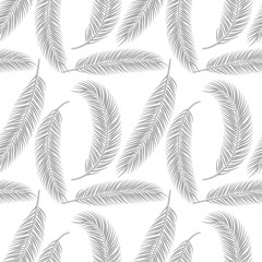 Gray palm leaves seamless floral pattern background. Tropical print