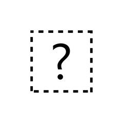 Unknown sign. Question mark in dotted square sign