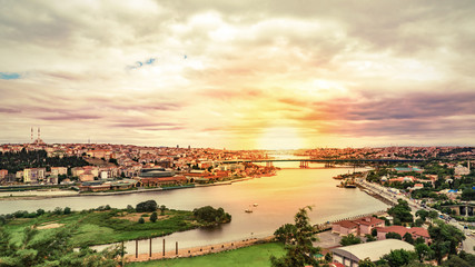 Panoramic view of Istanbul from Eyup-Pierre Loti point, Turkey