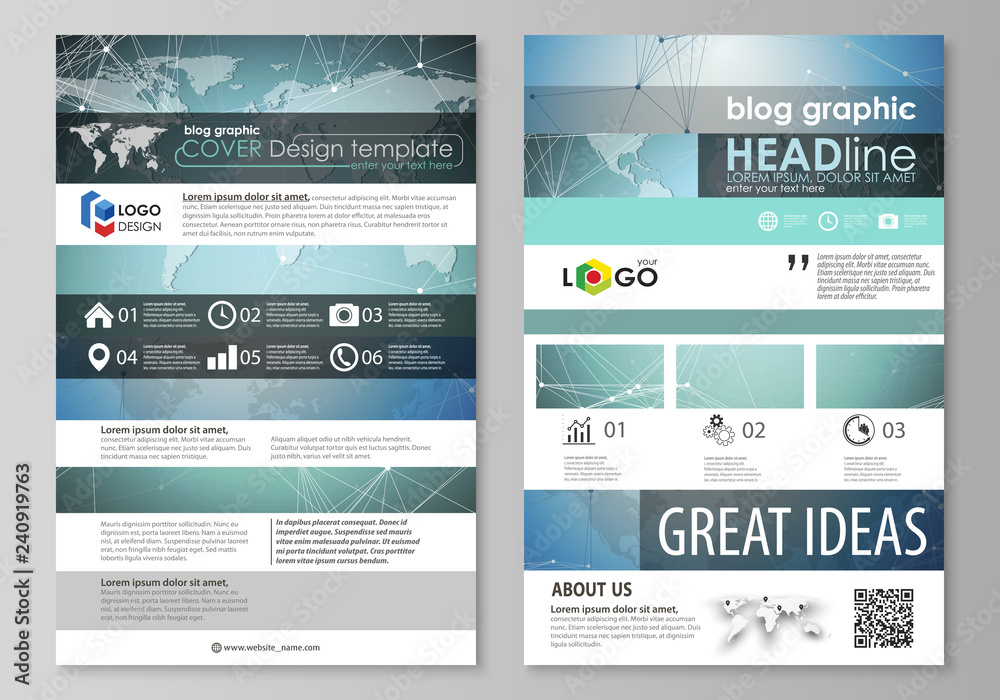 Wall mural the abstract minimalistic vector illustration of the editable layout of two modern blog graphic page