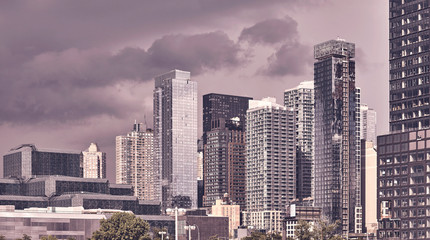 Obraz premium Modern architecture in downtown New York, color toning applied, USA.