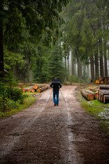 Winter rain walk in the Black Forest Germany