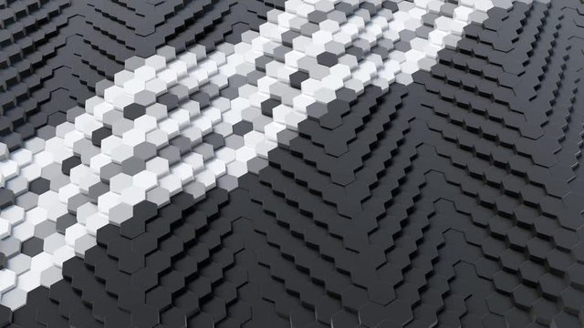 Black Hexagonal Array with Tripple White Lines Center Animation Loop