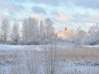Zimowy krajobraz. Warmia, Polska