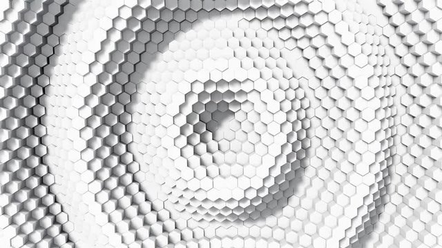 White Hexagonal Array Animation Loop - Top View
