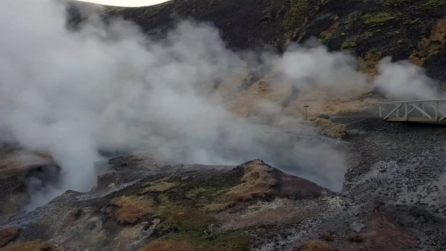 View of the volcanic landscape in Iceland country