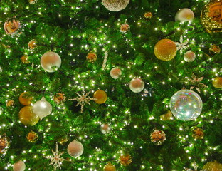 Obraz na płótnie Canvas Lights and Stars on Christmas Tree