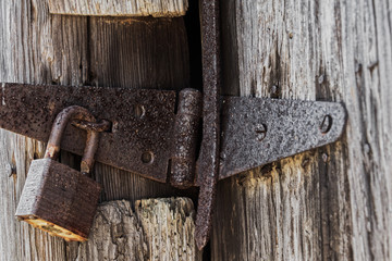 Rusty Lock and Clasp on an old barn in rural Georgia