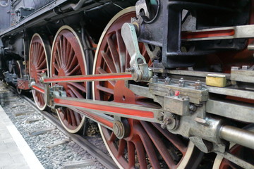 Old steam locomotives stopped at the train station