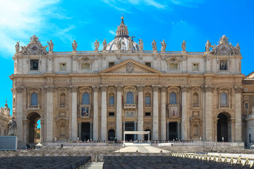 Fototapeta na wymiar The view at famous St Peter Basilica in Rome.