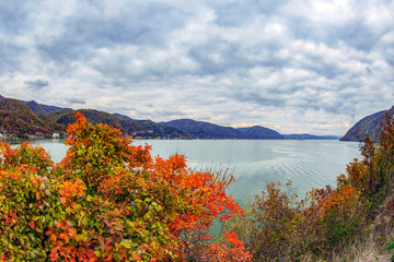 Fish eye view with autumn at the Danube Gorges