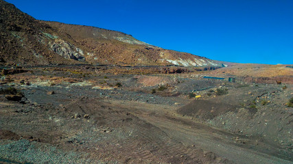 The Valle del Arcoiris is located about 90 kms from San Pedro de Atacama in Chile, close to Yerbas Buenas Petroglyphs. It owes its name to the variety of colors that can be seen in the valley.