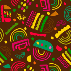 ethnic style geometric figures on a brown color