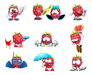 vector cute raspberry smile characters funny smiles emotions sport set of smiles