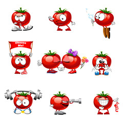 cute set of tomato smiles icons